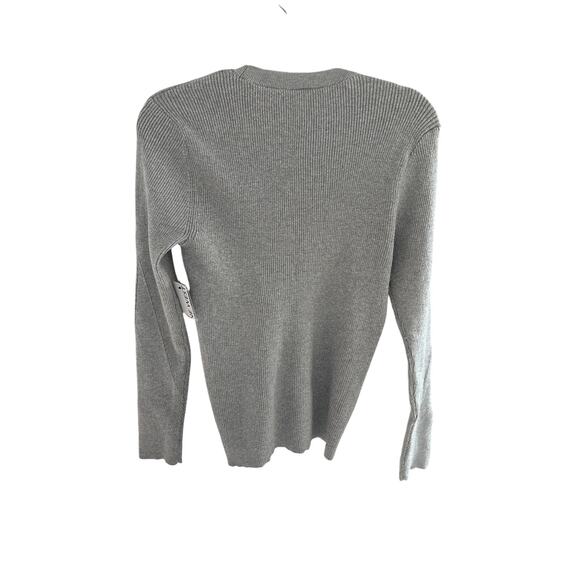 Silver Ribbed Metallic Stretch Sweater Longline Fit NWT Small - Picture 3 of 6